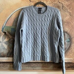 GAP Vintage 2002 Holiday Lambswool Cable Knit Blue Sweater size large